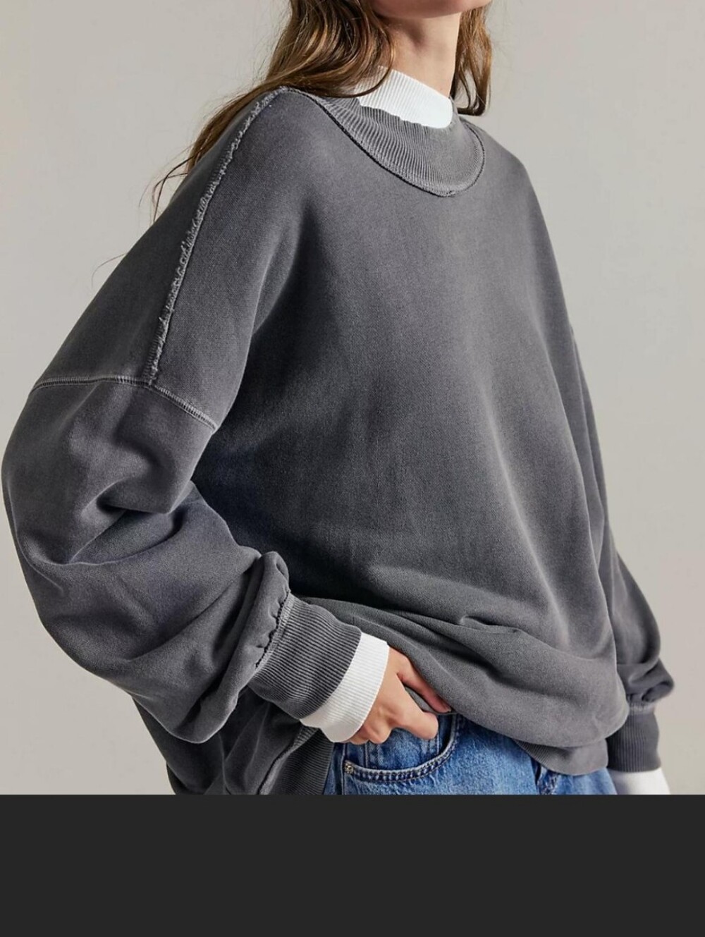 Free People We The Free Oversized Sweatshirt in size L
Charcoal Black Washed
